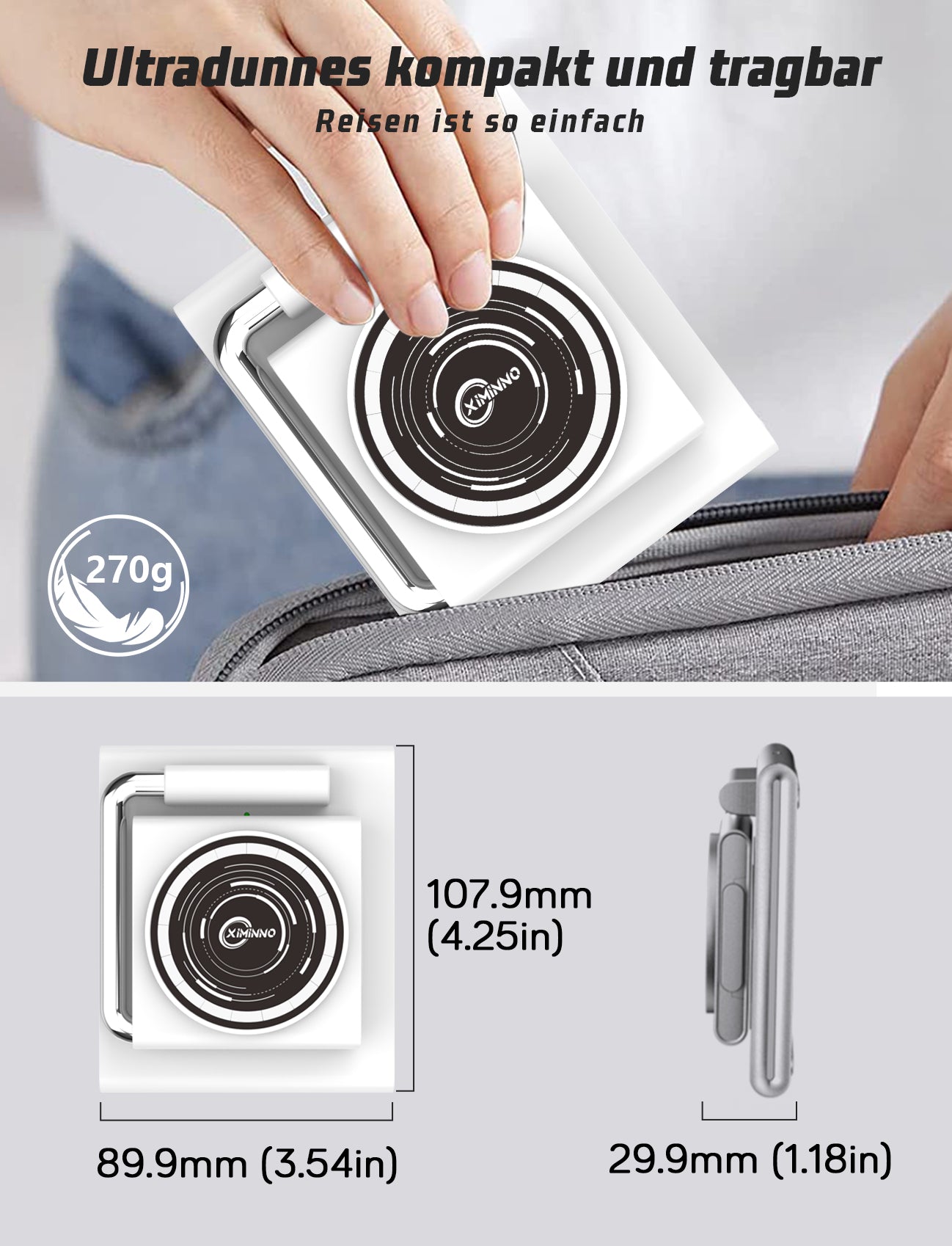 XIMINNO S9 Fold, MagSafe Wireless Charger, Born for Apple