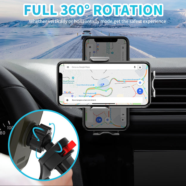XIMINNO 15W Fast Wireless Charging Car Mount – Dual Mounting, 360° Rotation
