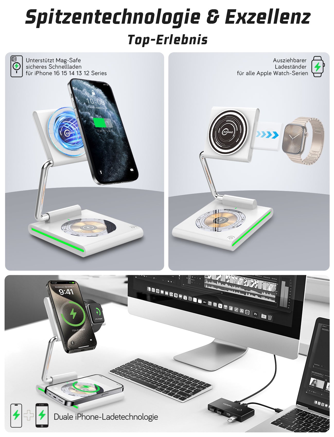 XIMINNO S9 Fold, MagSafe Wireless Charger, Born for Apple